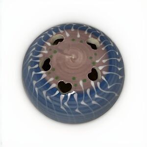 Stonesifer Clay Pottery Pink And Blue Flower Frog Hearts 4”x3” Cottage Country